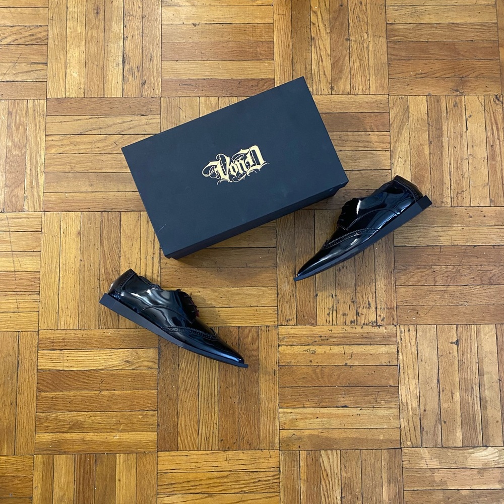 Kat Von D Patten Leather Oxford Pointed Wong Tip Dress Shoes In Black 🖤💫